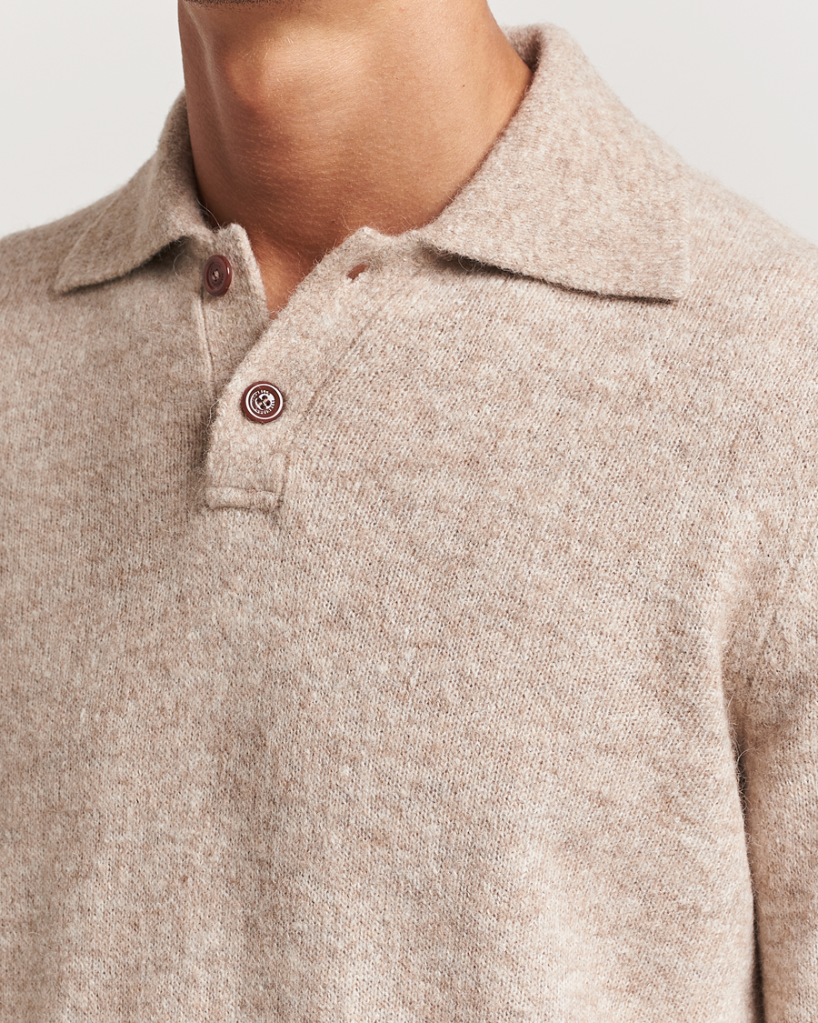 Herr | Tröjor | Brunello Cucinelli | Alpaca Wool Long Sleeve Polo Light Beige