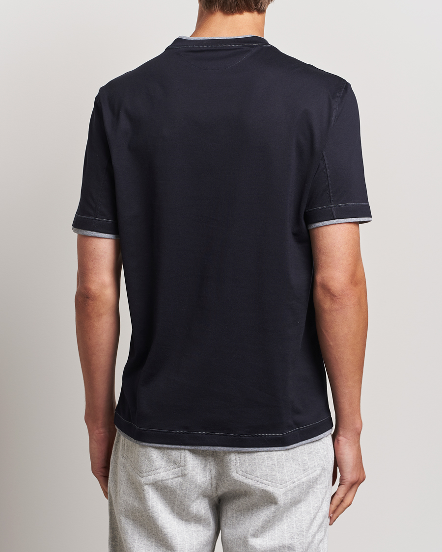 Herr | T-Shirts | Brunello Cucinelli | Short Sleeve Logo T-Shirt Navy