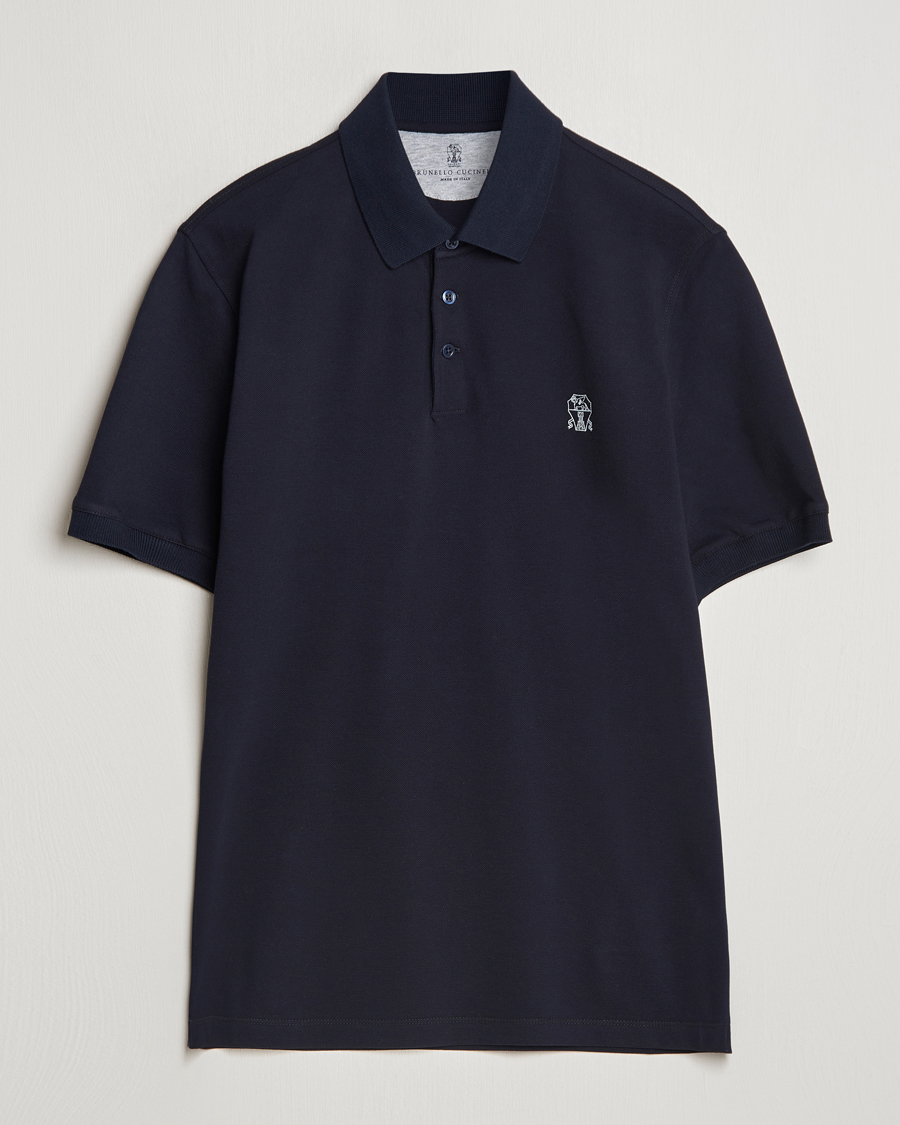 Herr | Pikéer | Brunello Cucinelli | Short Sleeve Logo Polo Navy