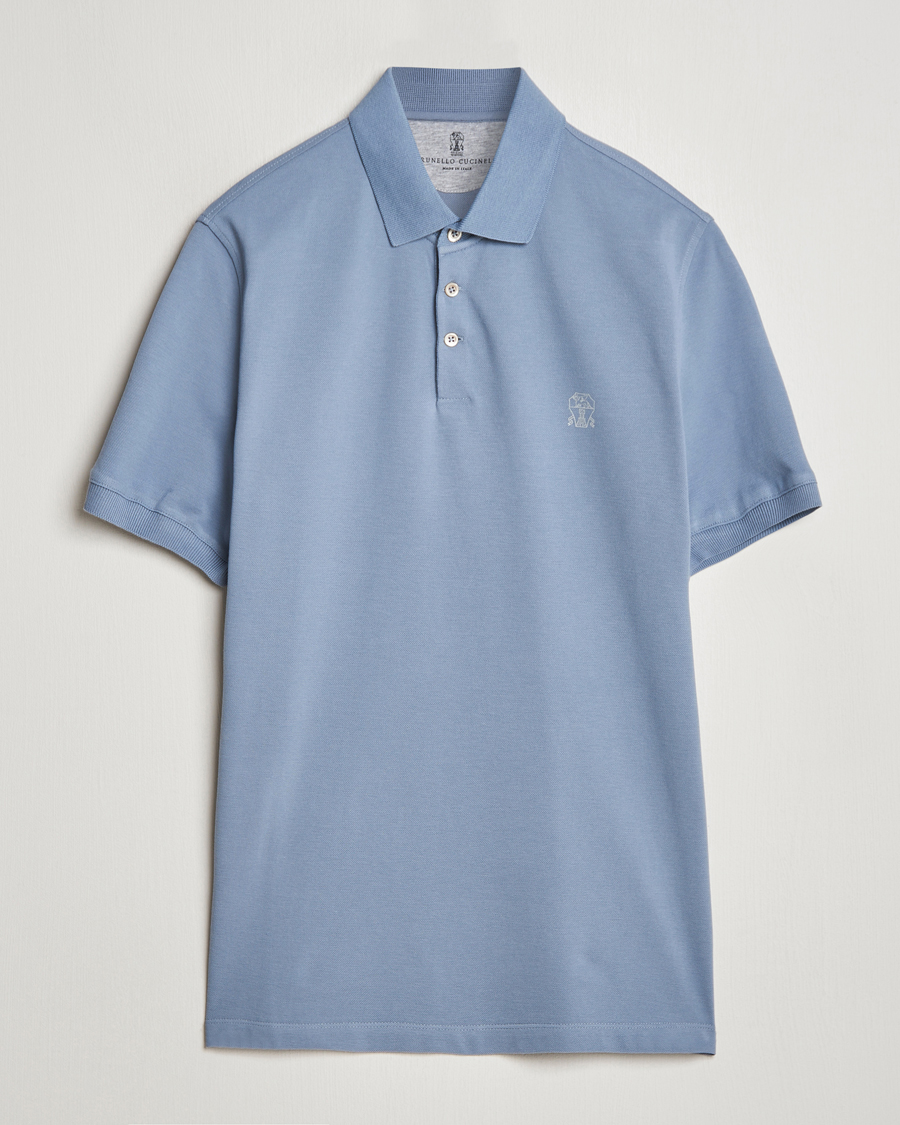 Herr | Pikéer | Brunello Cucinelli | Short Sleeve Logo Polo Celestial