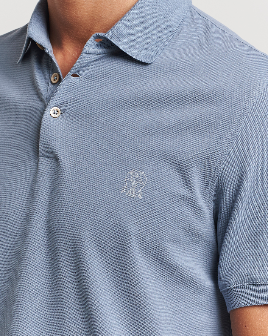 Herr | Pikéer | Brunello Cucinelli | Short Sleeve Logo Polo Celestial