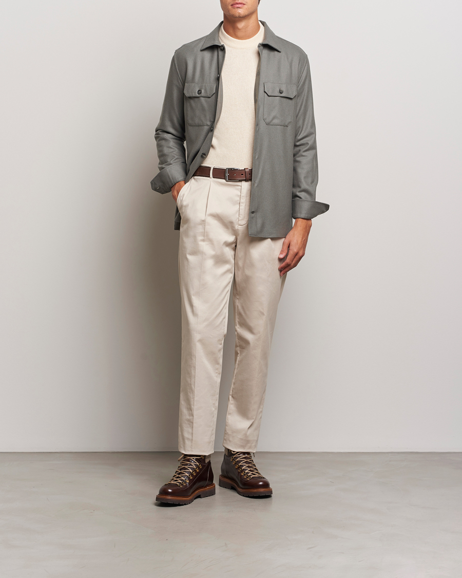 Herr | Skjortor | Brunello Cucinelli | Double Pocket Overshirt Olive