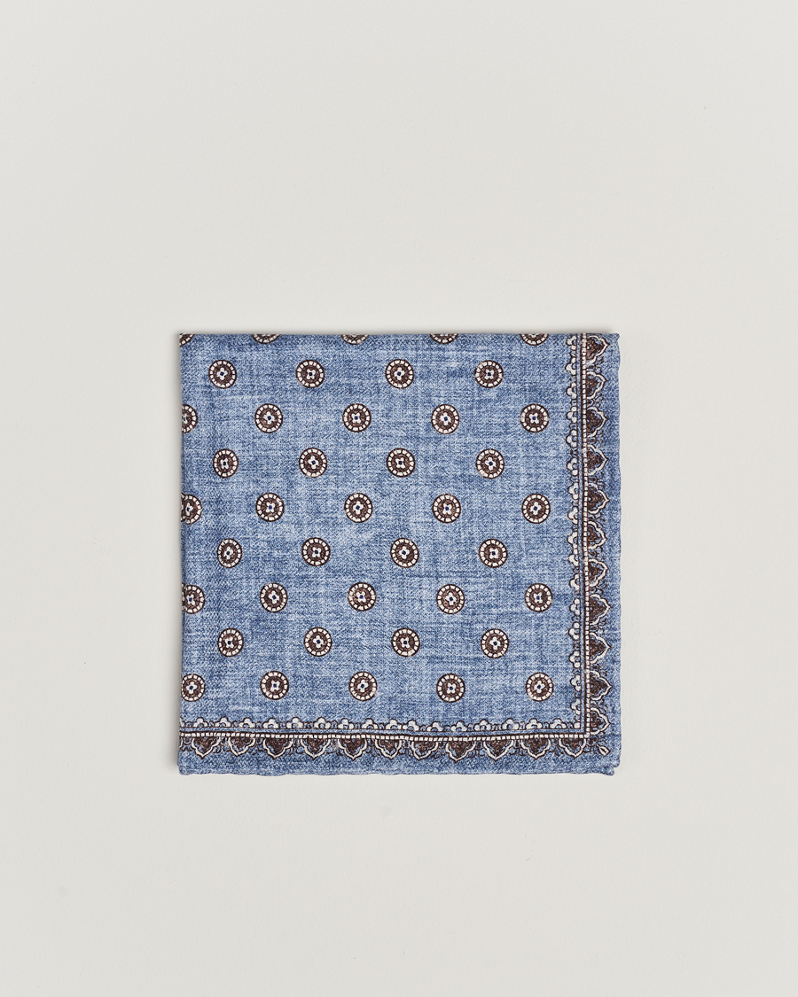 Herr | Brunello Cucinelli Printed Silk Pocket Square Light Blue | Brunello Cucinelli | Printed Silk Pocket Square Light Blue