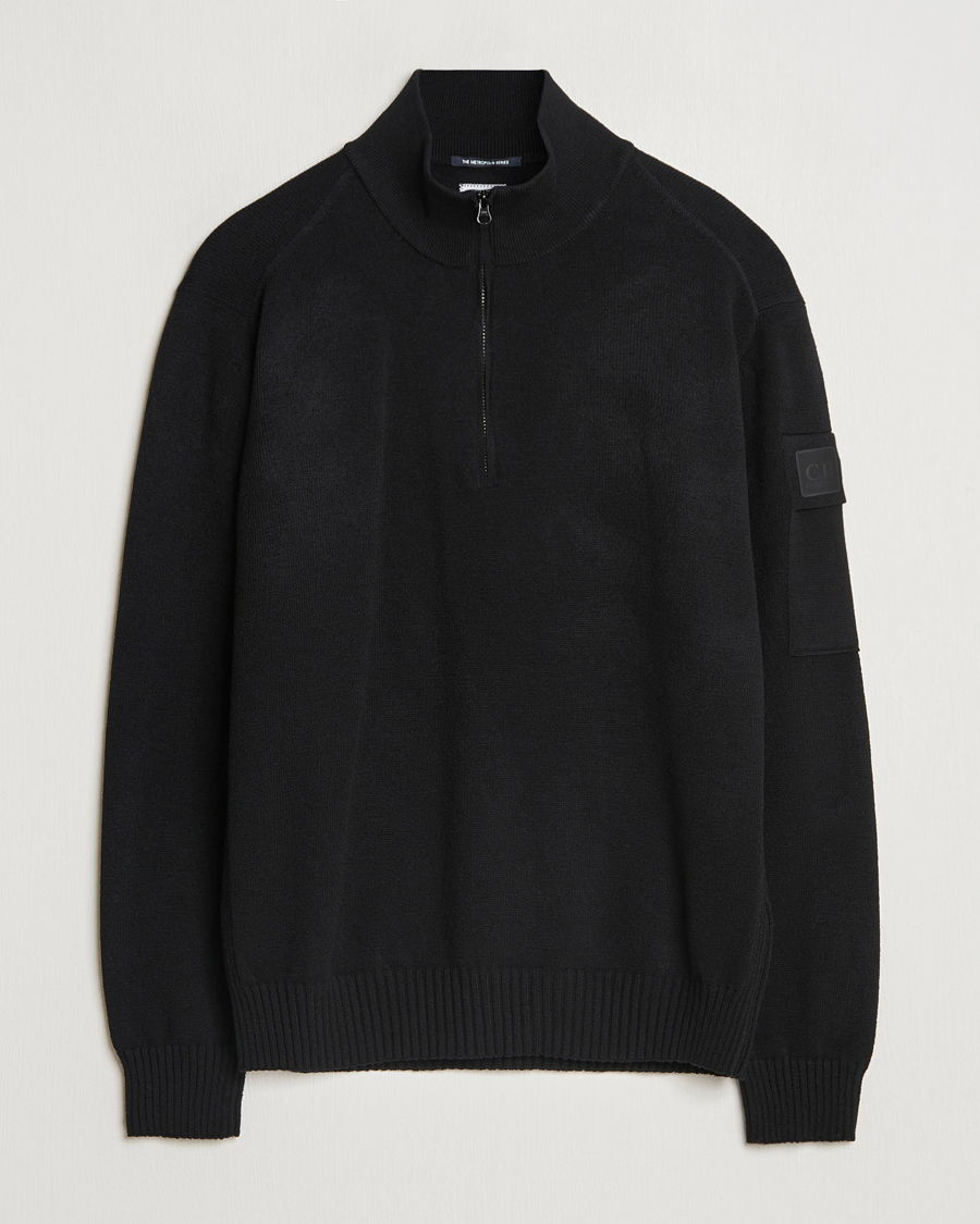 Herr | Tröjor | C.P. Company | Metropolis Knitted Wool Half Zip Black