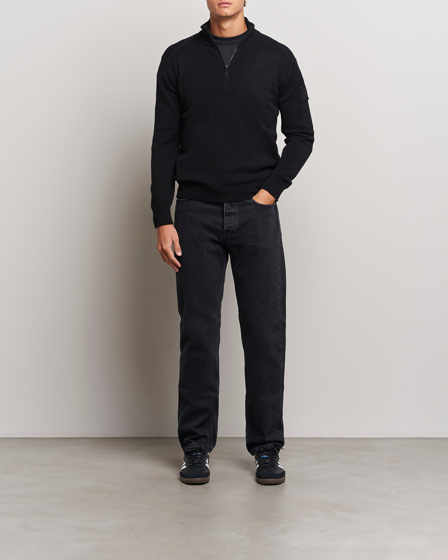 Herr | Tröjor | C.P. Company | Metropolis Knitted Wool Half Zip Black