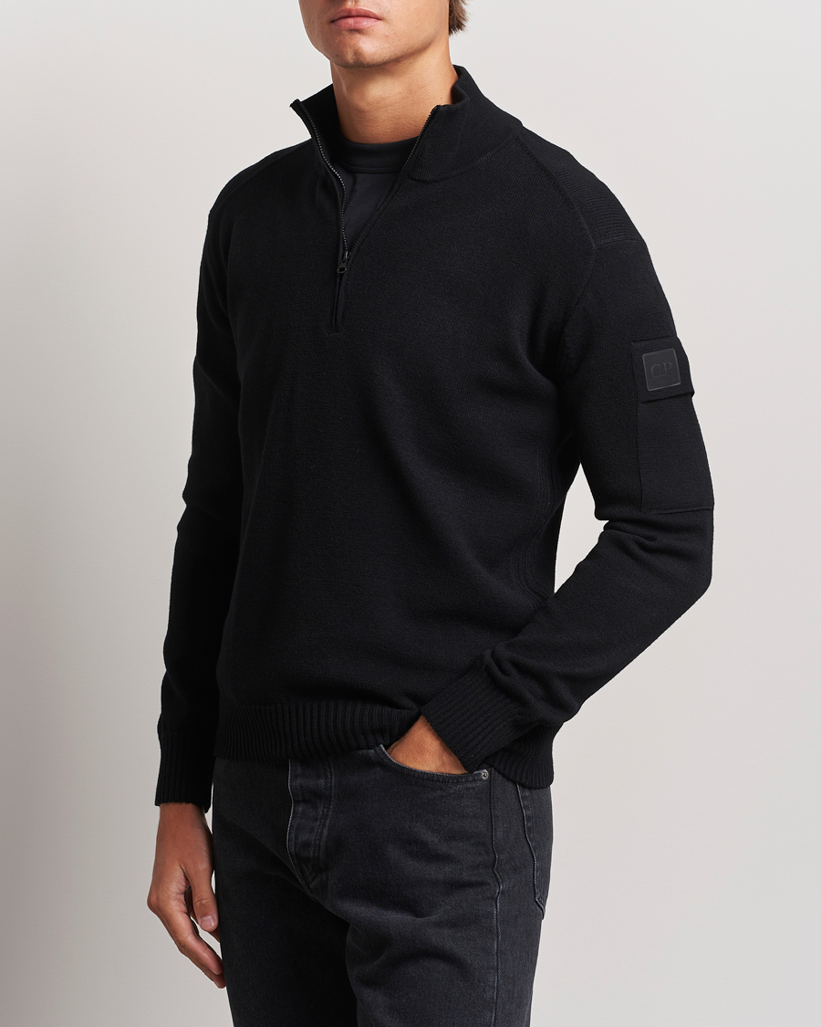 Herr | Tröjor | C.P. Company | Metropolis Knitted Wool Half Zip Black