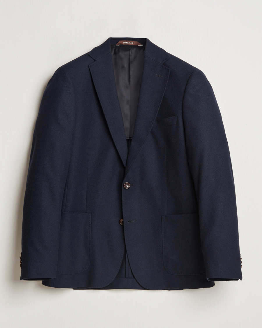 Herr | Kavajer | Morris | Flannel Wool Blazer Navy