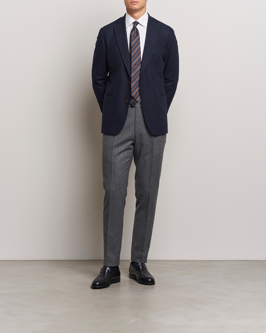 Herr | Kavajer | Morris | Flannel Wool Blazer Navy