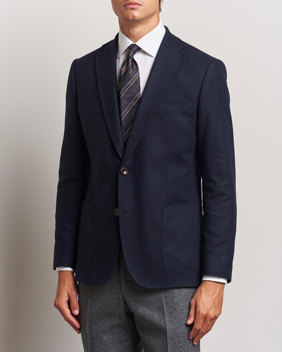 Herr | Kavajer | Morris | Flannel Wool Blazer Navy
