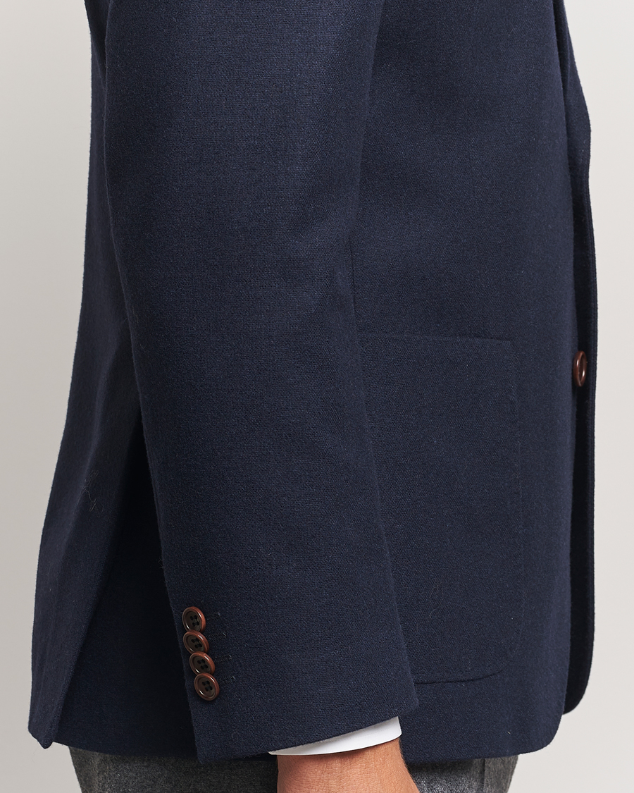 Herr | Kavajer | Morris | Flannel Wool Blazer Navy