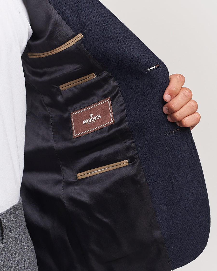 Herr | Kavajer | Morris | Flannel Wool Blazer Navy