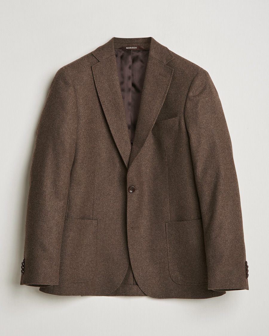 Herr | Kavajer | Morris | Flannel Wool Blazer Brown