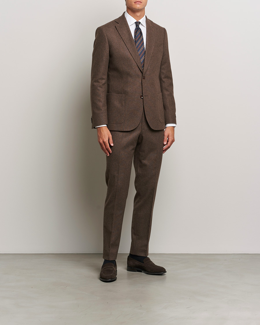 Herr | Kavajer | Morris | Flannel Wool Blazer Brown