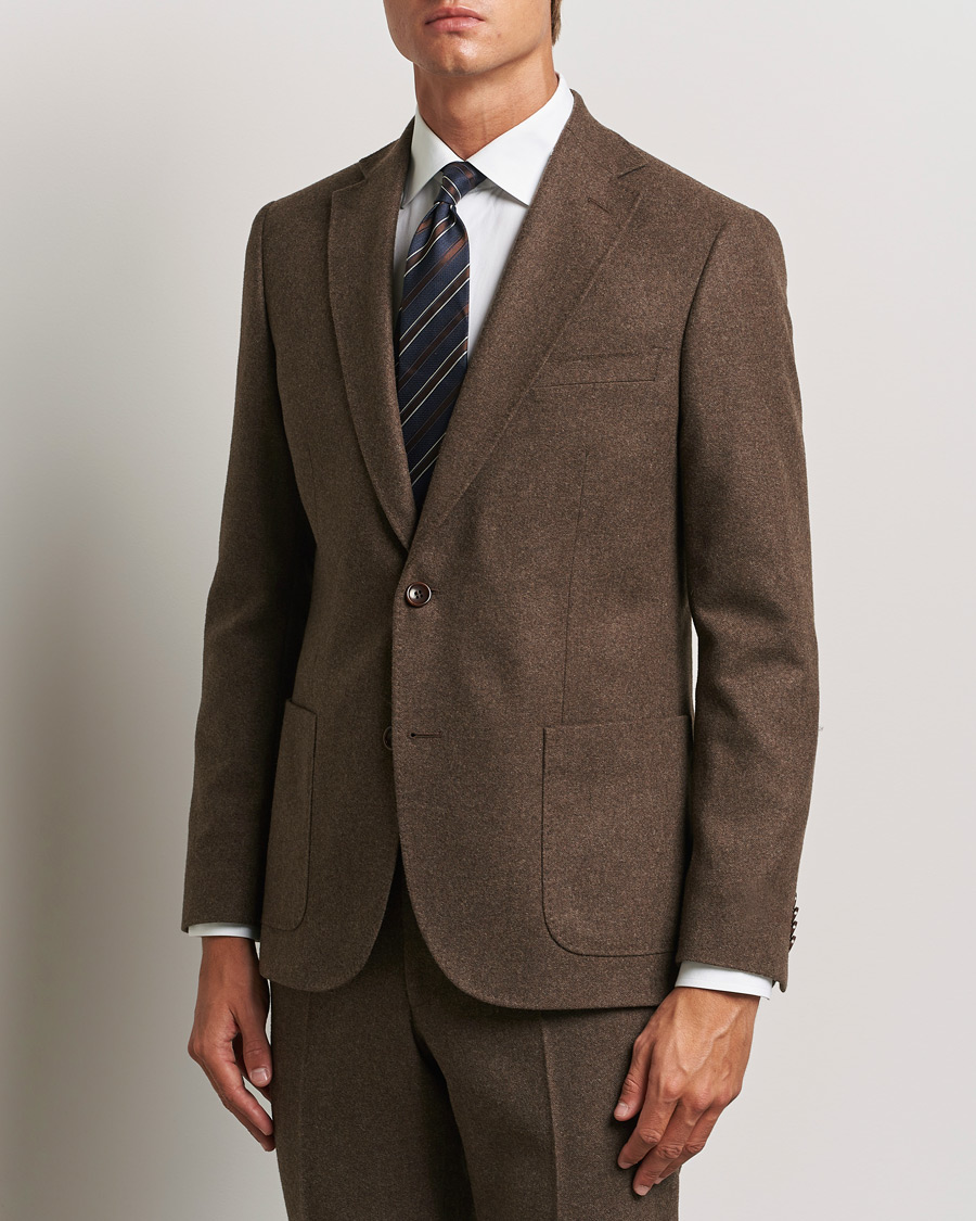 Herr | Kavajer | Morris | Flannel Wool Blazer Brown