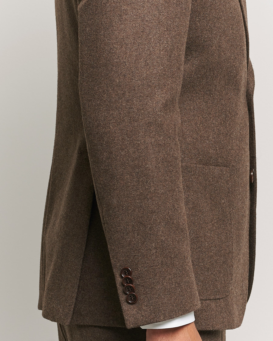 Herr | Kavajer | Morris | Flannel Wool Blazer Brown