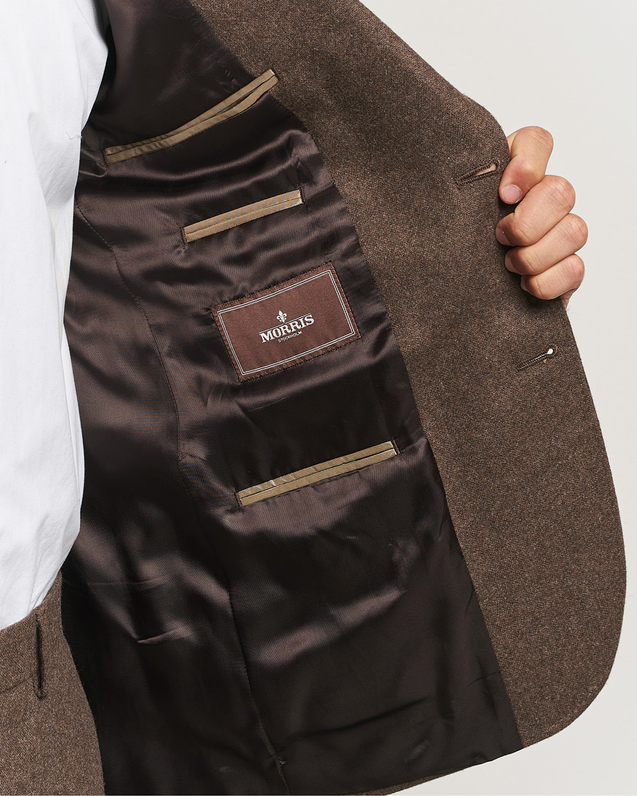 Herr | Kavajer | Morris | Flannel Wool Blazer Brown