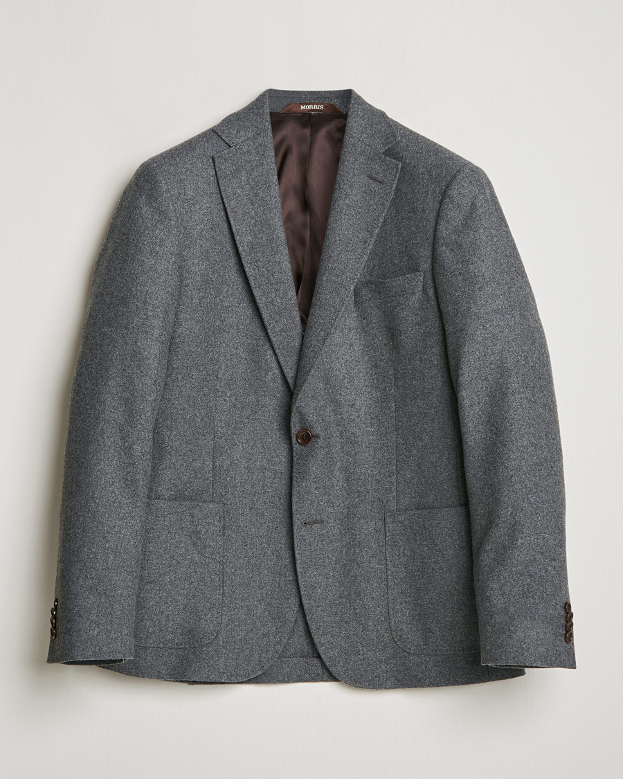 Herr | Kavajer | Morris | Flannel Wool Blazer Grey