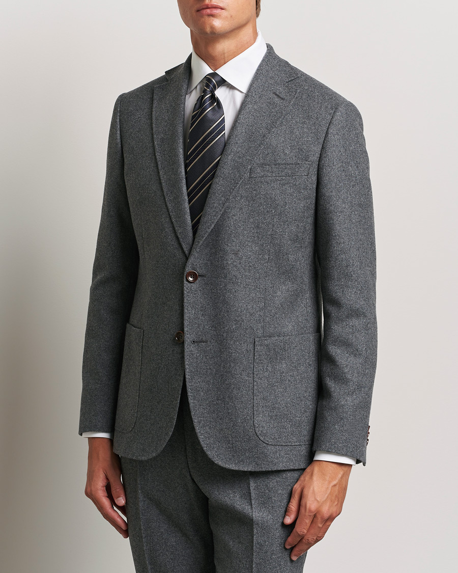 Herr | Kavajer | Morris | Flannel Wool Blazer Grey