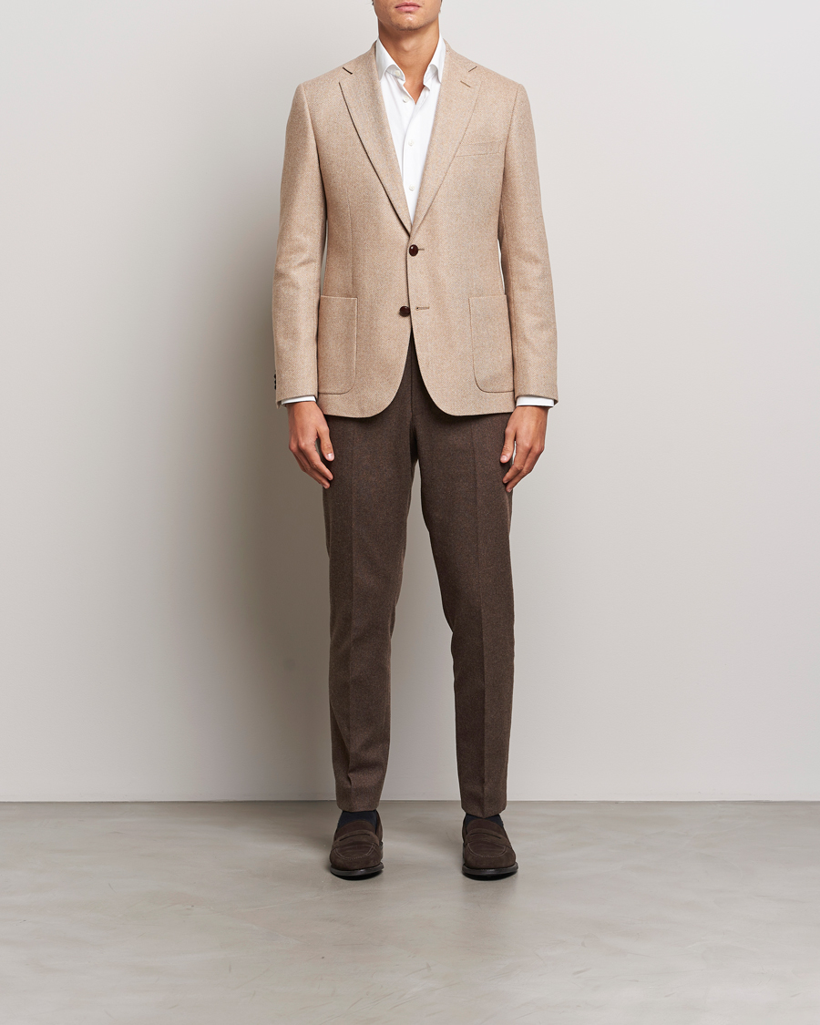 Herr | Kavajer | Morris | Tweed Herringbone Blazer Brown