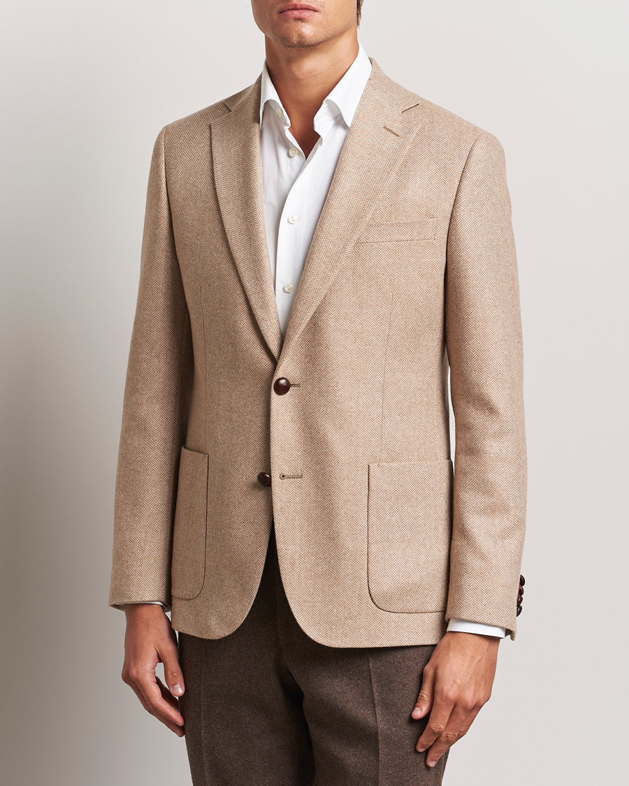 Herr | Kavajer | Morris | Tweed Herringbone Blazer Brown