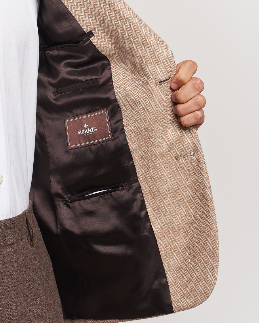 Herr | Kavajer | Morris | Tweed Herringbone Blazer Brown