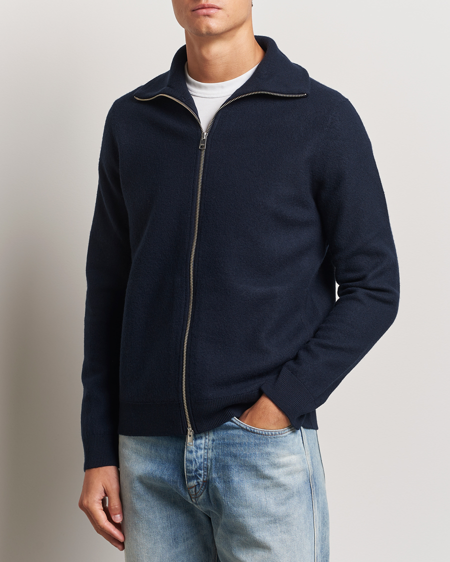 Herr | Tröjor | Morris | York Knitted Zip Jacket Navy