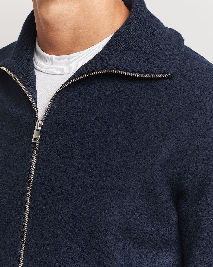 Herr | Tröjor | Morris | York Knitted Zip Jacket Navy