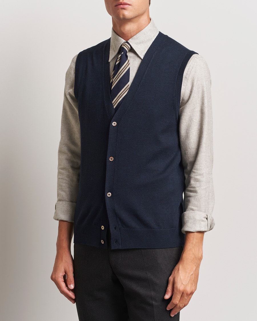 Herr | Tröjor | Morris | Merino Slipover Vest Navy