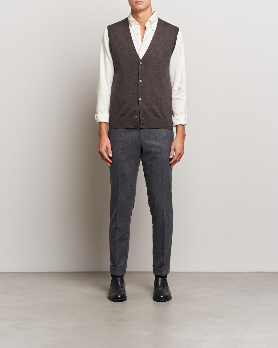 Herr | Tröjor | Morris | Merino Slipover Vest Brown