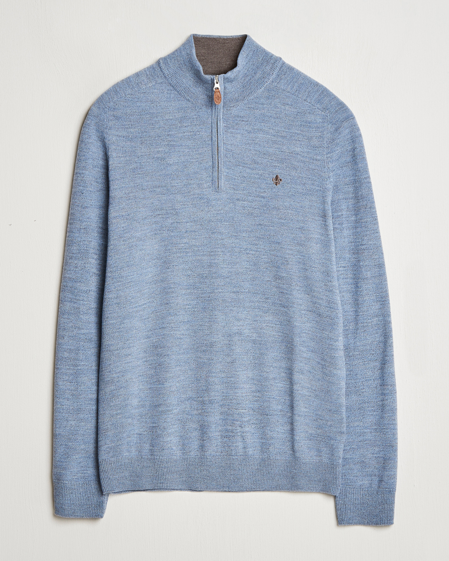 Herr | Tröjor | Morris | John Merino Half Zip Light Blue