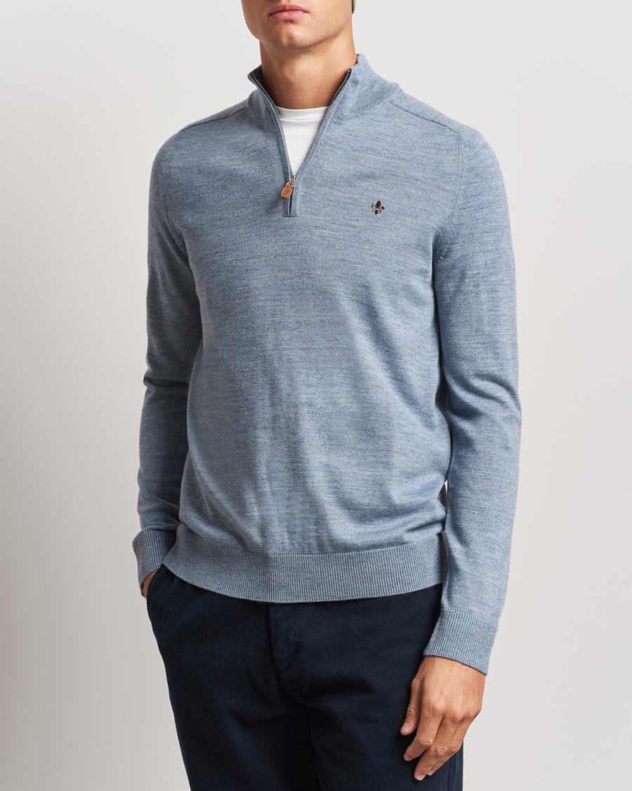 Herr | Tröjor | Morris | John Merino Half Zip Light Blue