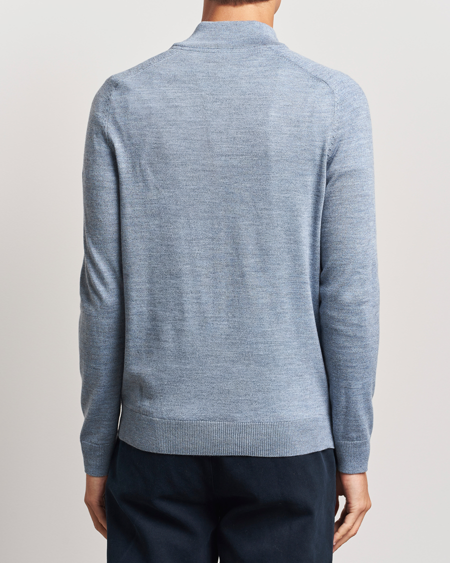 Herr | Tröjor | Morris | John Merino Half Zip Light Blue