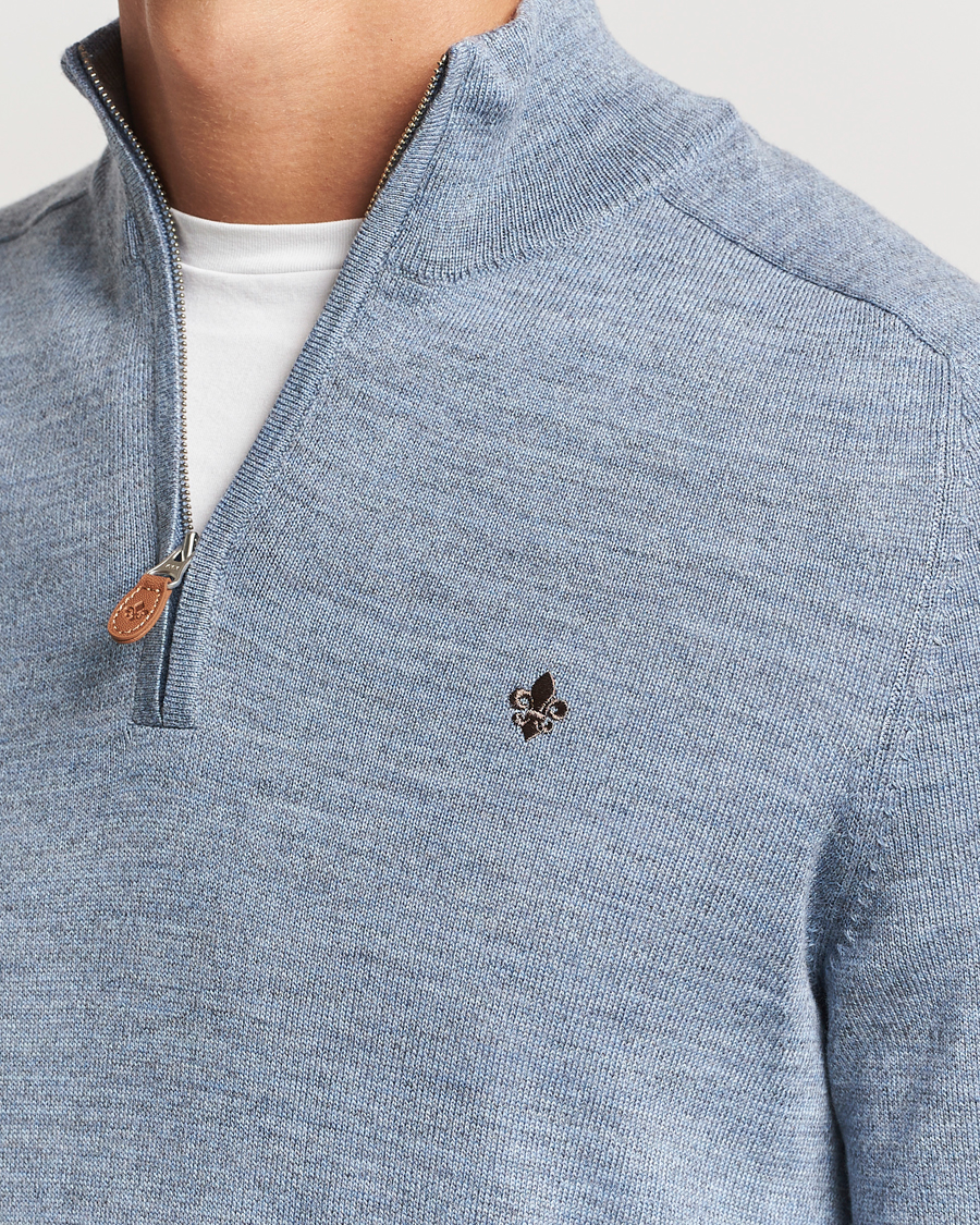 Herr | Tröjor | Morris | John Merino Half Zip Light Blue