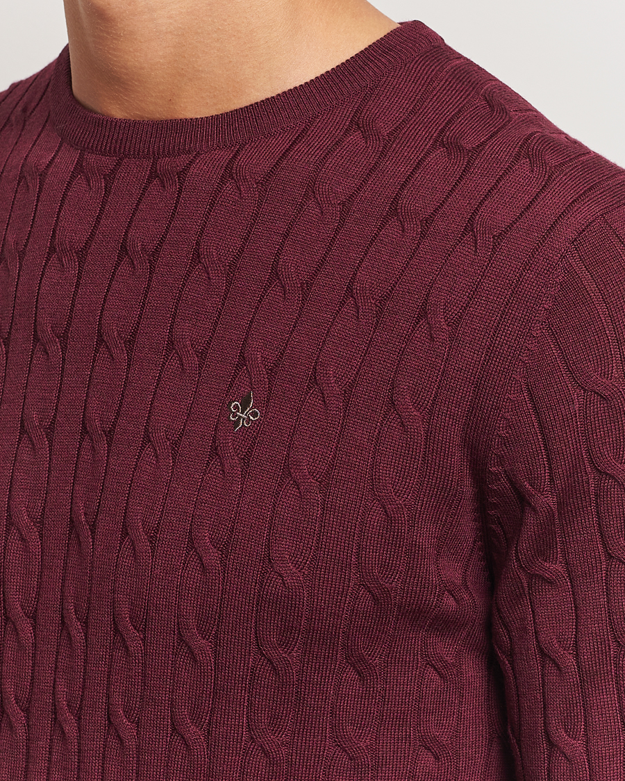 Herr | Tröjor | Morris | Merino Cable O-Neck Wine Red