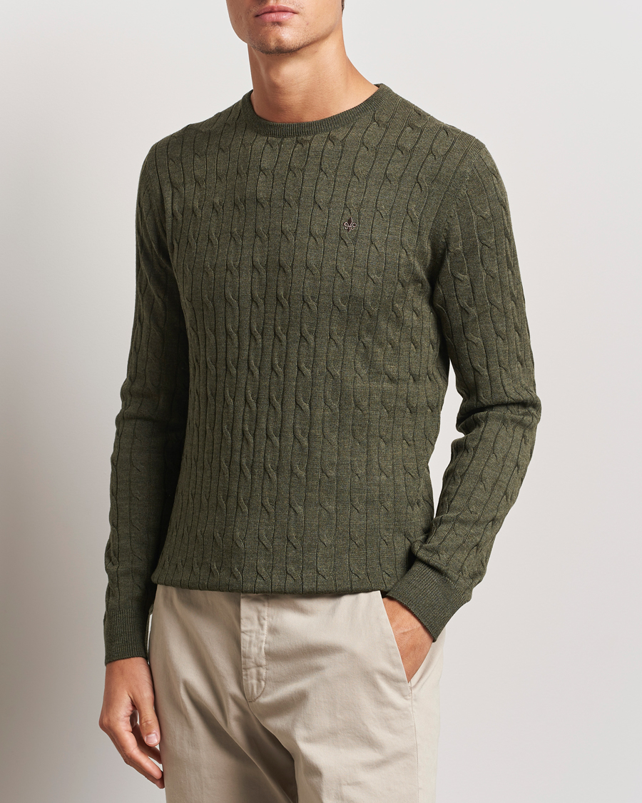 Herr | Tröjor | Morris | Merino Cable O-Neck Olive