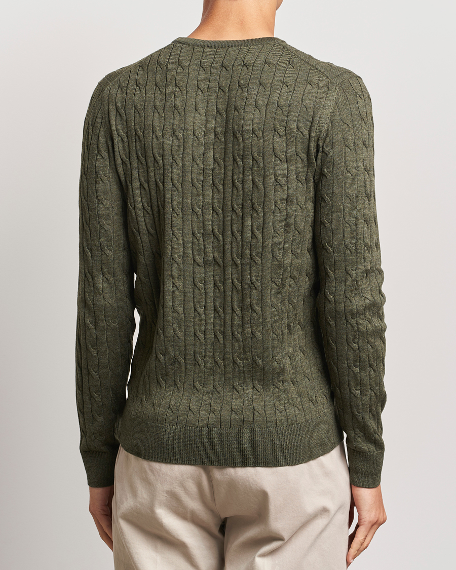Herr | Tröjor | Morris | Merino Cable O-Neck Olive