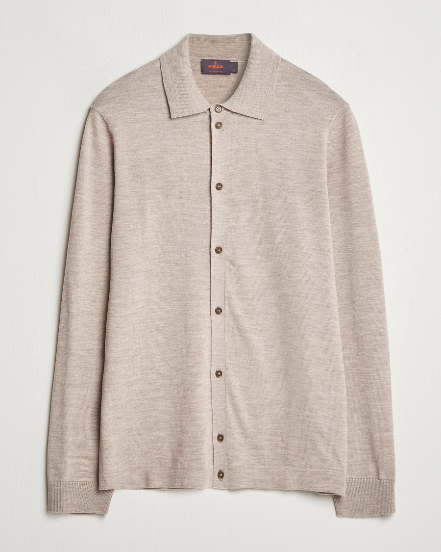 Herr | Tröjor | Morris | Merino Knitted Shirt Khaki