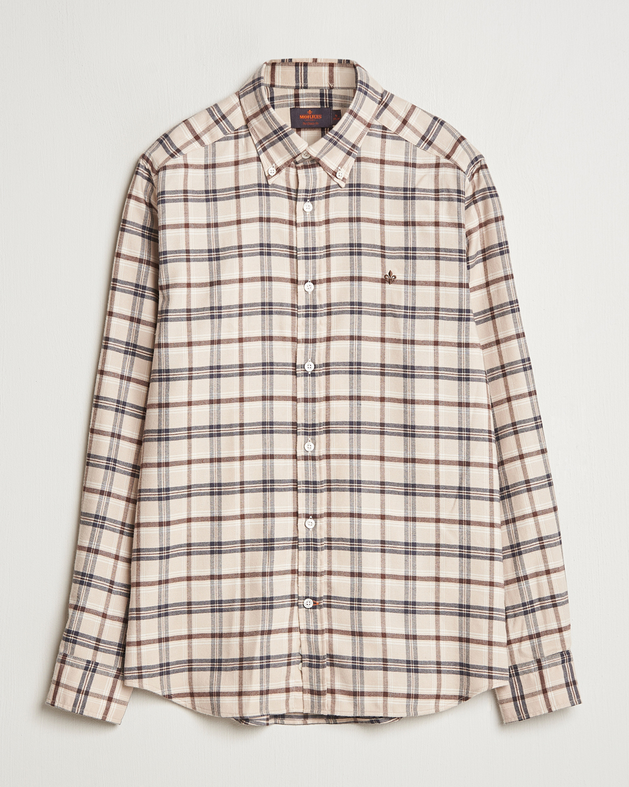 Herr | Skjortor | Morris | Soft Check Flannel Shirt Camel