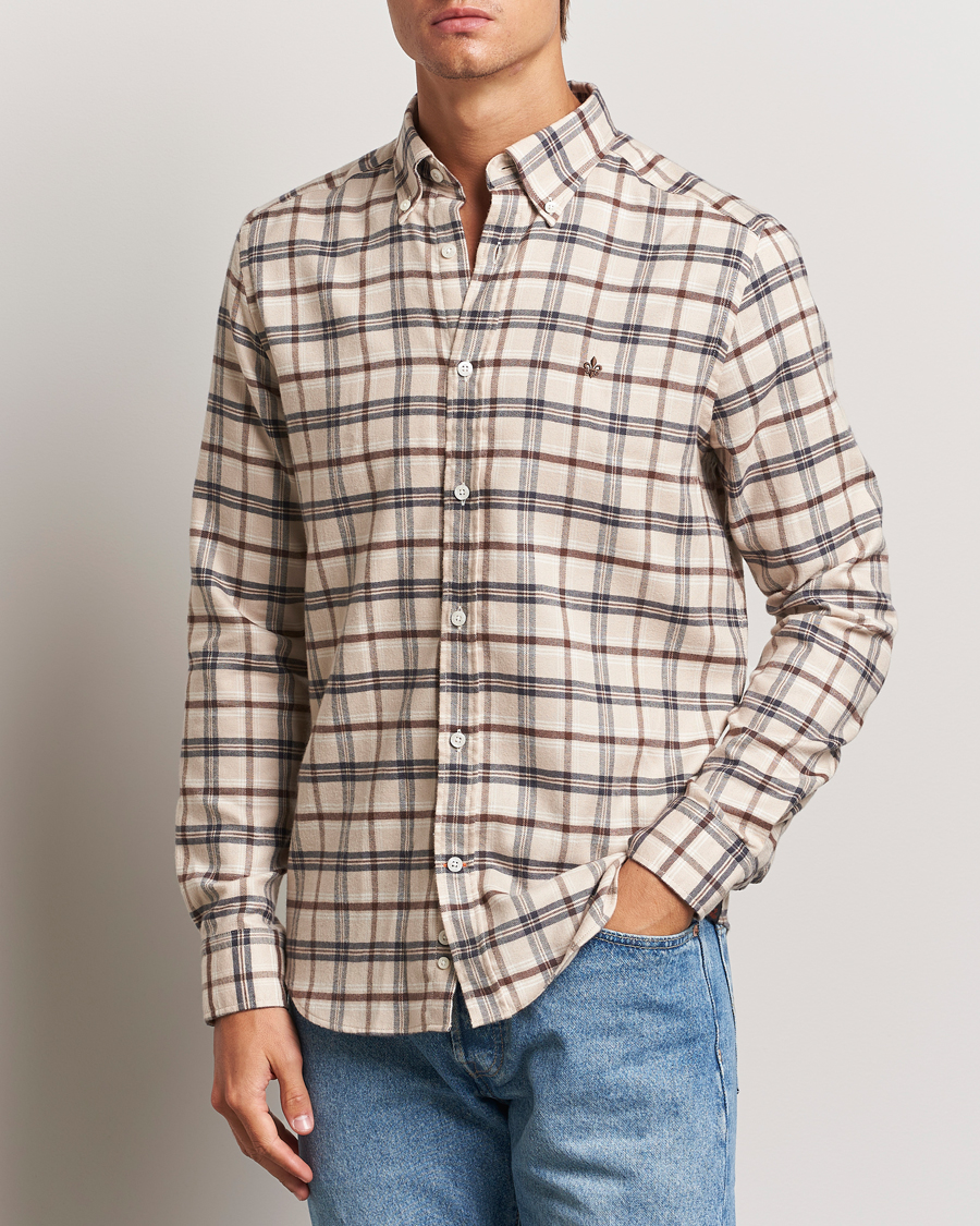 Herr | Skjortor | Morris | Soft Check Flannel Shirt Camel