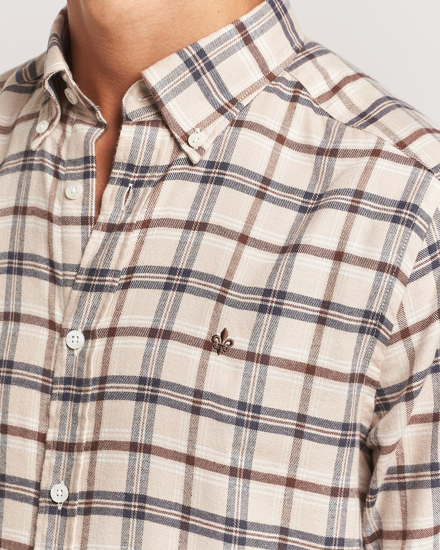 Herr | Skjortor | Morris | Soft Check Flannel Shirt Camel