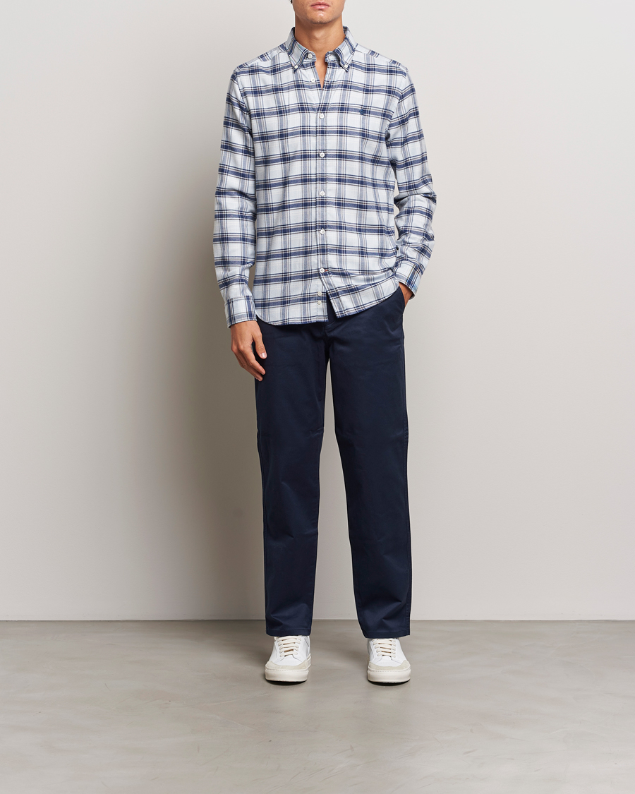 Herr | Skjortor | Morris | Soft Check Flannel Shirt Blue