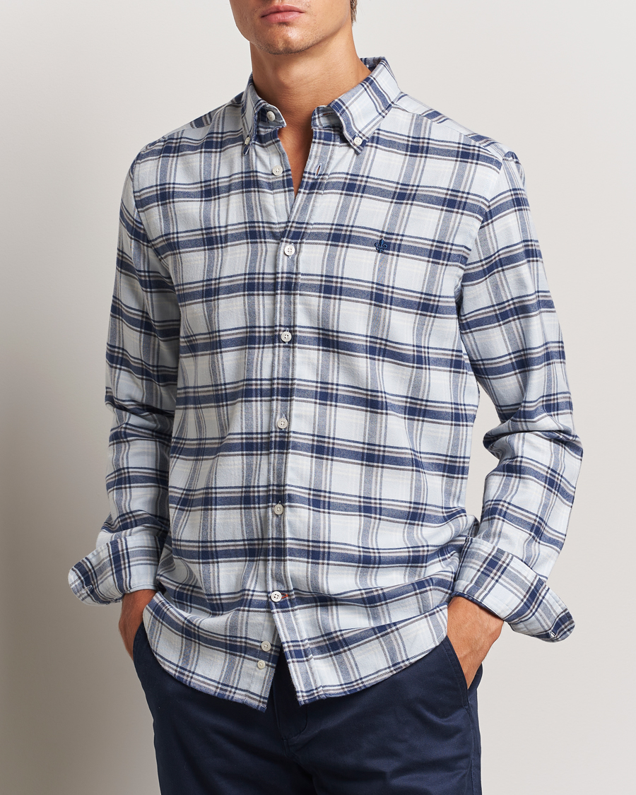 Herr | Skjortor | Morris | Soft Check Flannel Shirt Blue