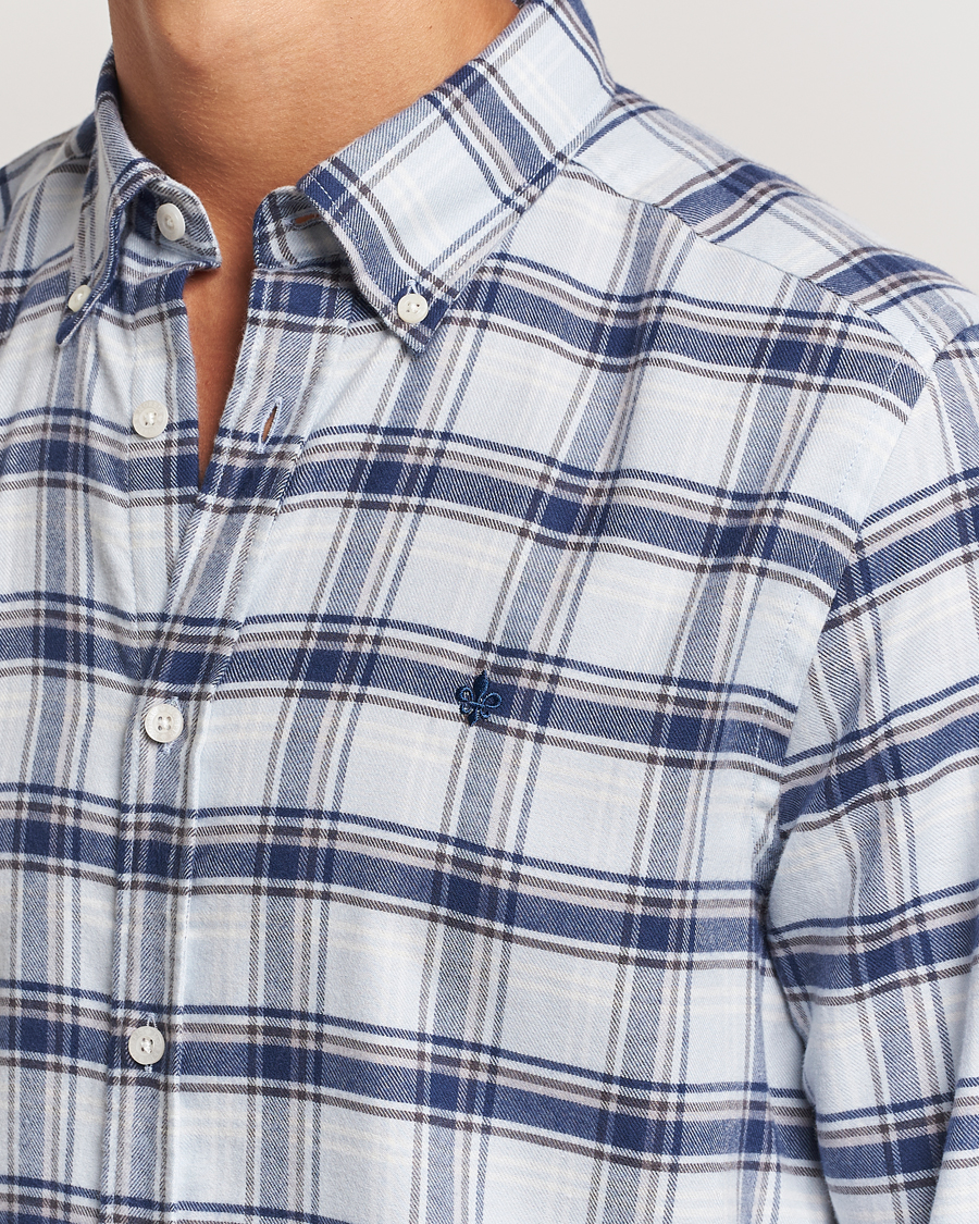 Herr | Skjortor | Morris | Soft Check Flannel Shirt Blue