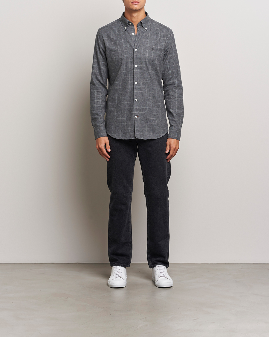 Herr | Skjortor | Morris | Flannel Overcheck Shirt Grey