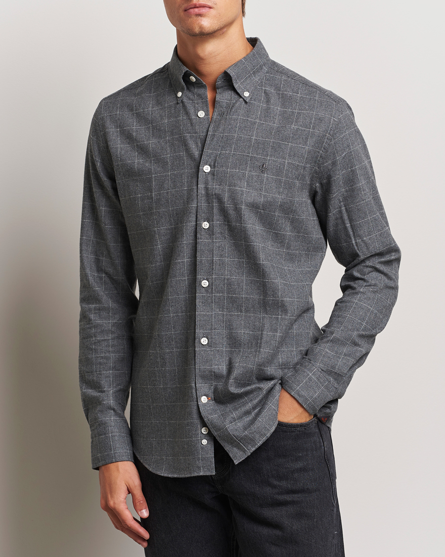 Herr | Skjortor | Morris | Flannel Overcheck Shirt Grey