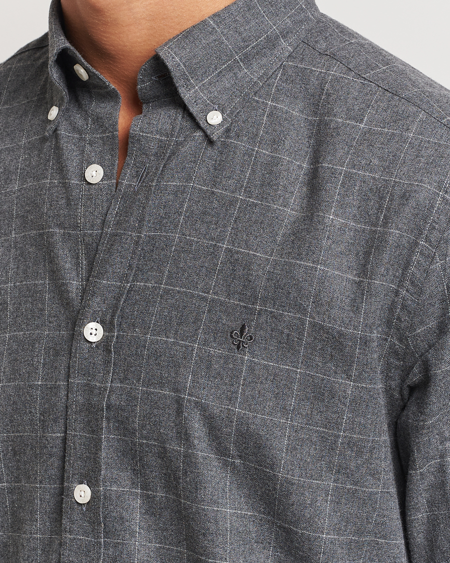 Herr | Skjortor | Morris | Flannel Overcheck Shirt Grey