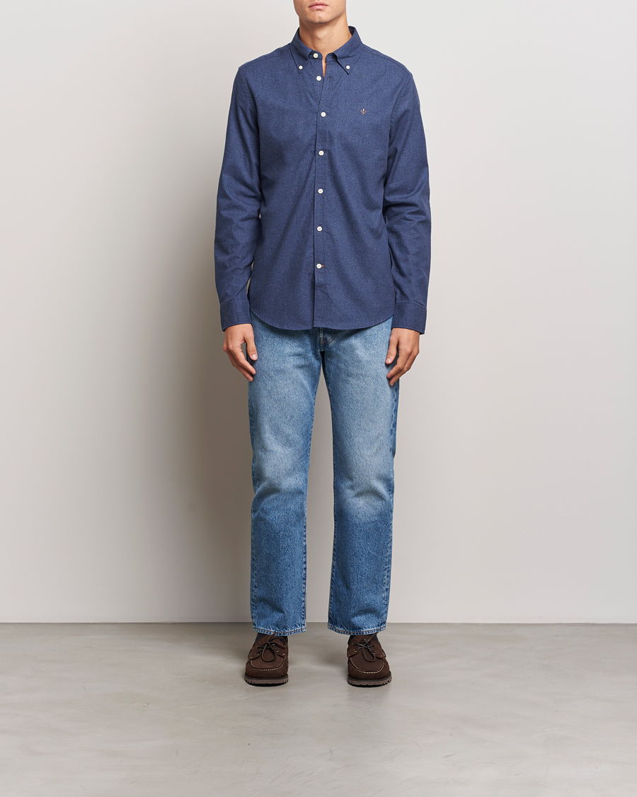 Herr | Skjortor | Morris | Watts Flannel Shirt Navy