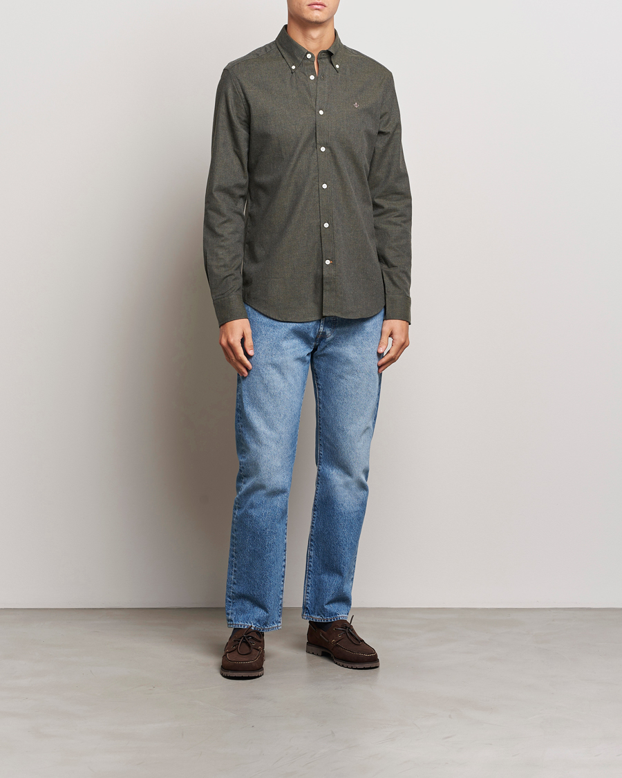 Herr | Skjortor | Morris | Watts Flannel Shirt Olive