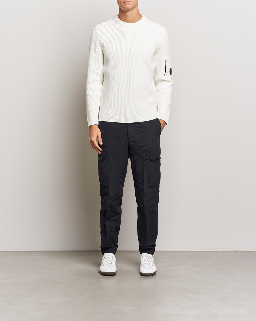 Herr | Tröjor | C.P. Company | Full Rib Knitted Cotton Crew Neck Off White