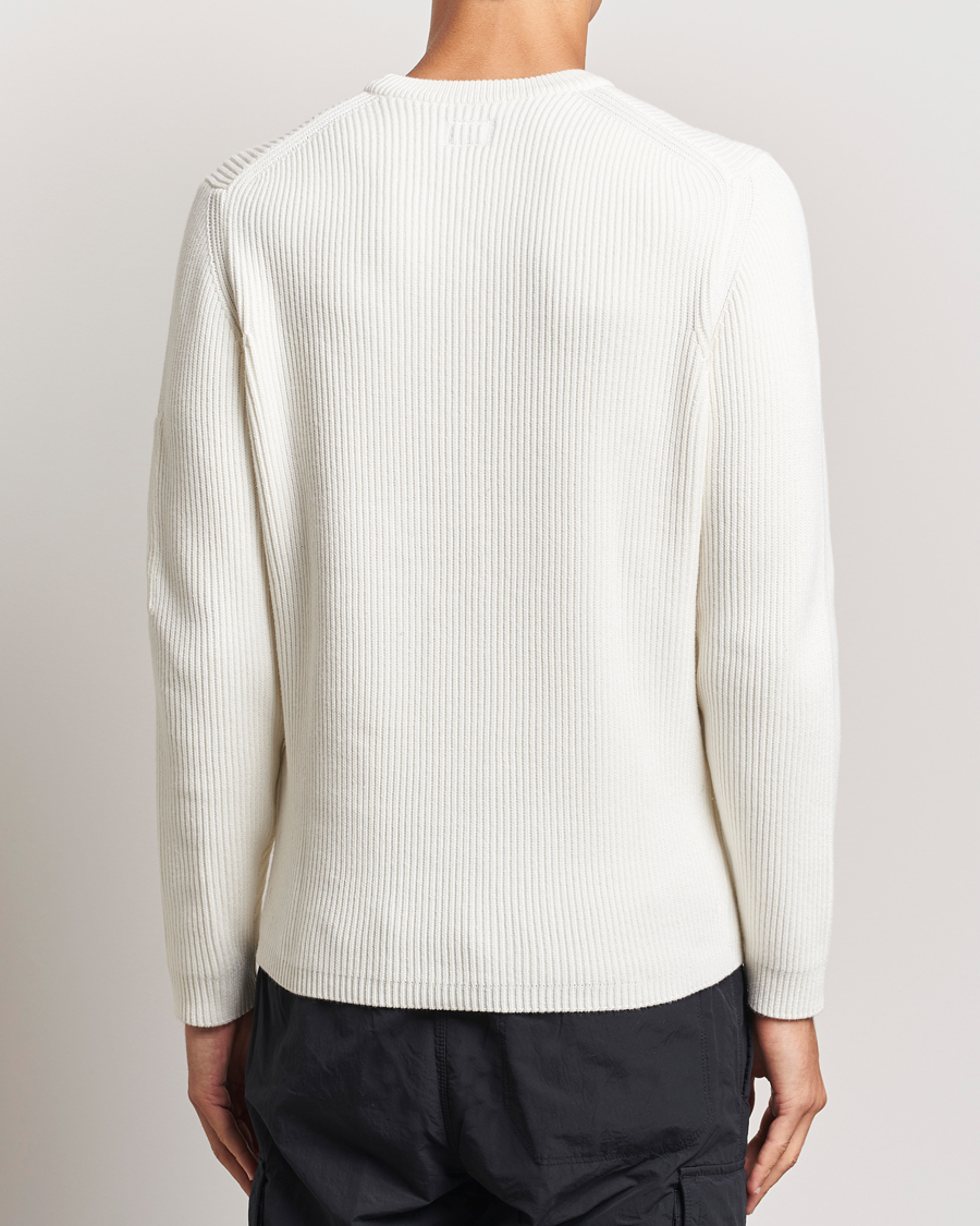 Herr | Tröjor | C.P. Company | Full Rib Knitted Cotton Crew Neck Off White